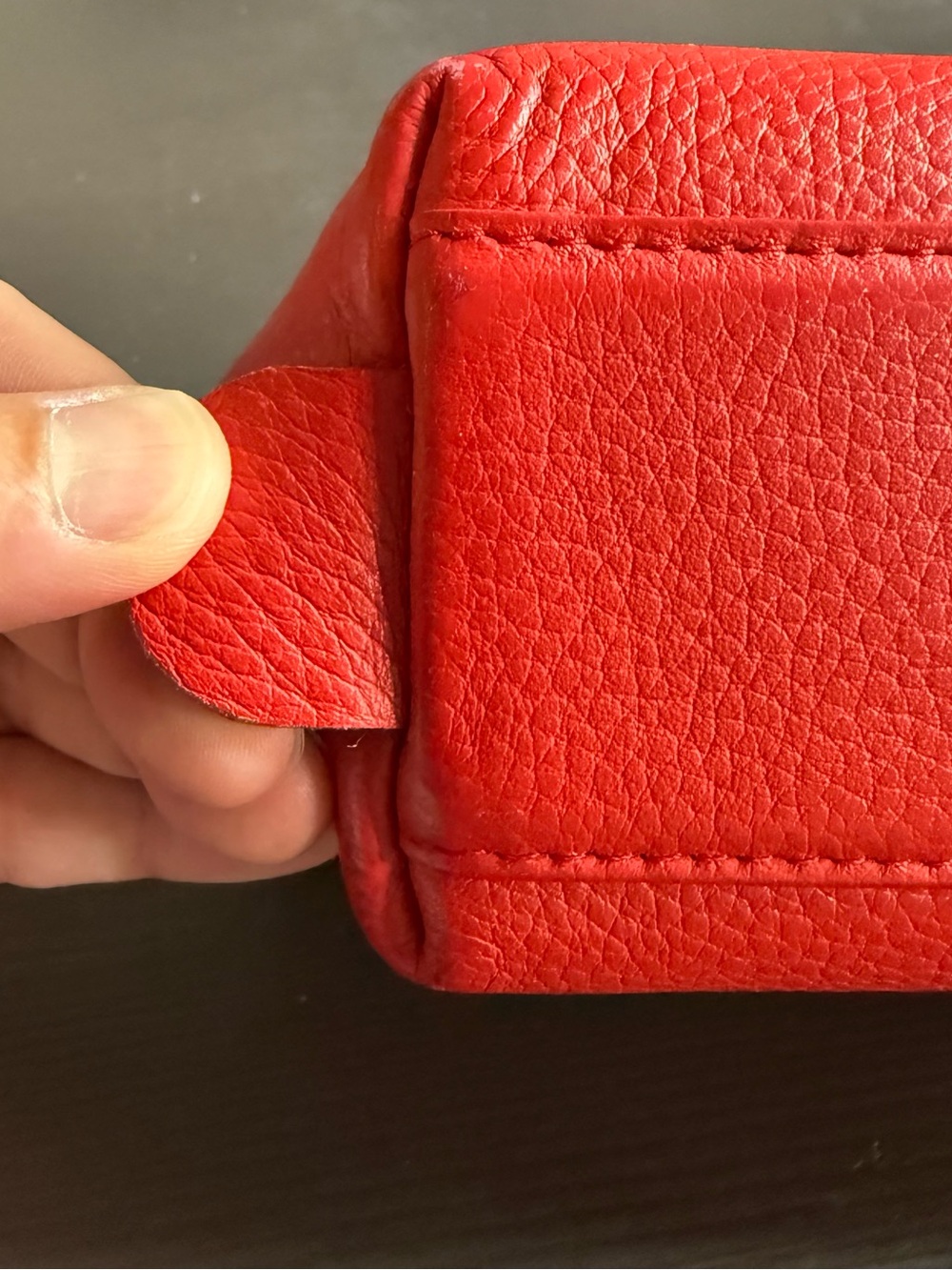 Cuyana Red Leather Medium Travel Case w/ Gold Tone Hardware (Retired Size) - Picture 5 of 14